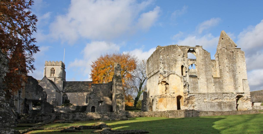 Minster Lovell Hall ruins on a sunny day